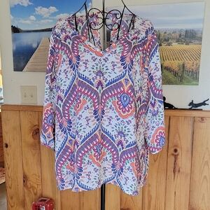 Renee C. Multicolor Paisley Women's Blouse